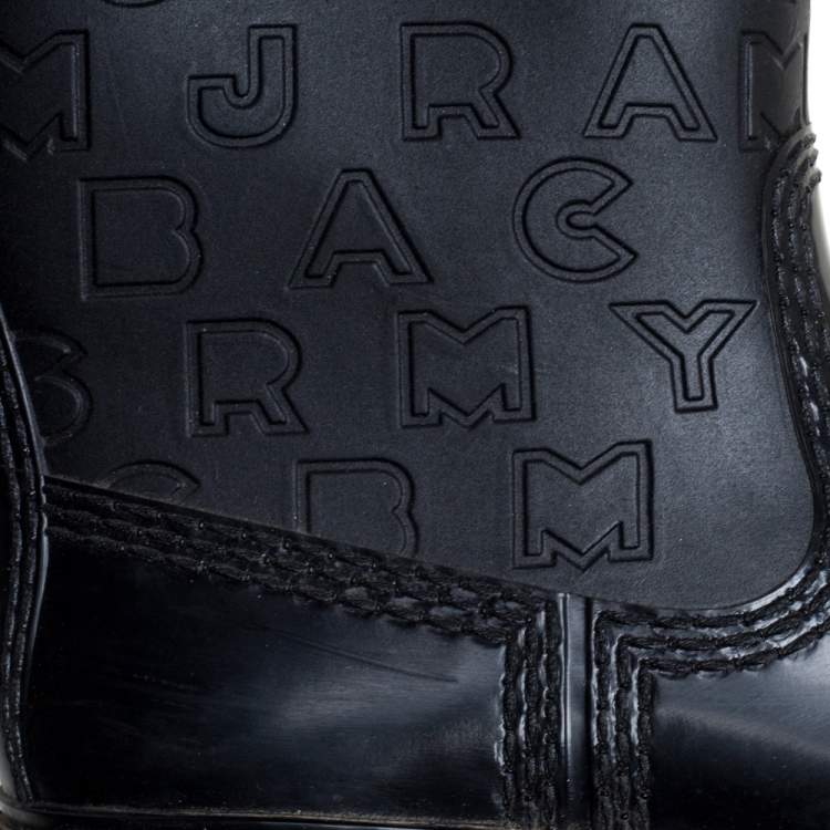 Pre Owned Marc by Marc Jacobs Black Rubber Alphabet Rain Boots Size 38
