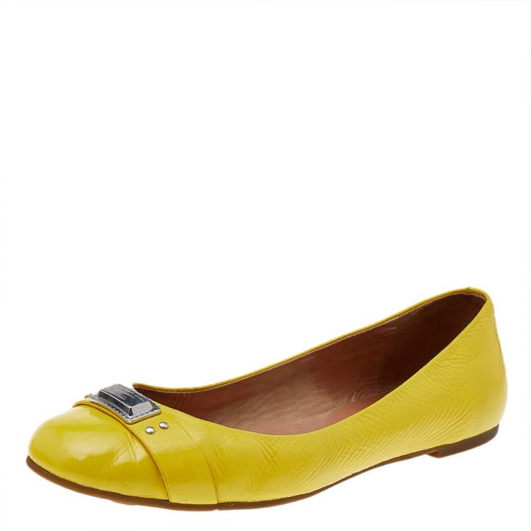 Pre Owned Marc by Marc Jacobs Yellow Patent Leather Ballet Flats Size 40
