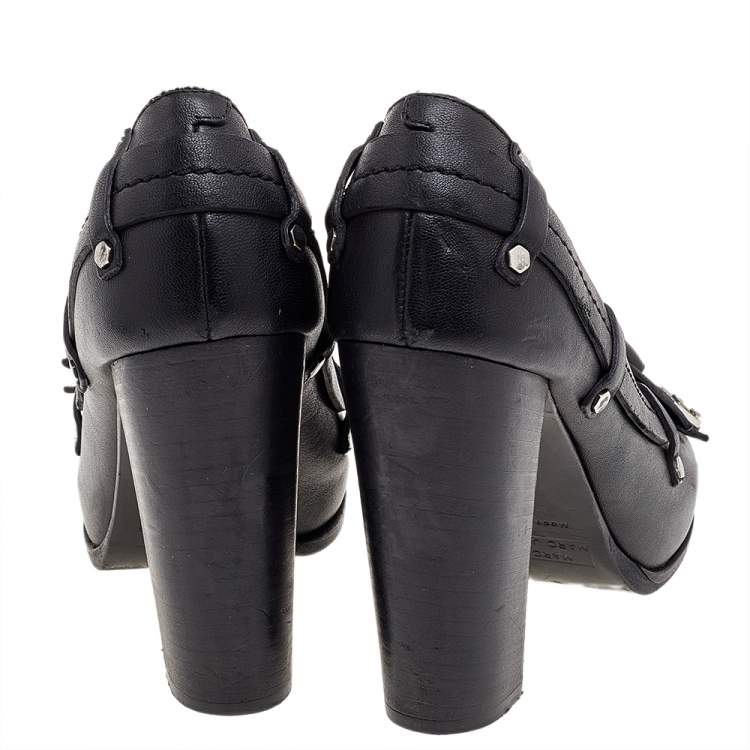 Pre Owned Marc by Marc Jacobs Black Leather Bow Pumps Size 37