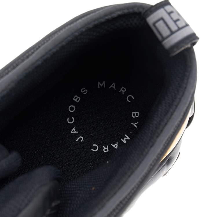 Pre Owned Marc by Marc Jacobs Black Leather And Mesh Ninja Sneakers Size 39