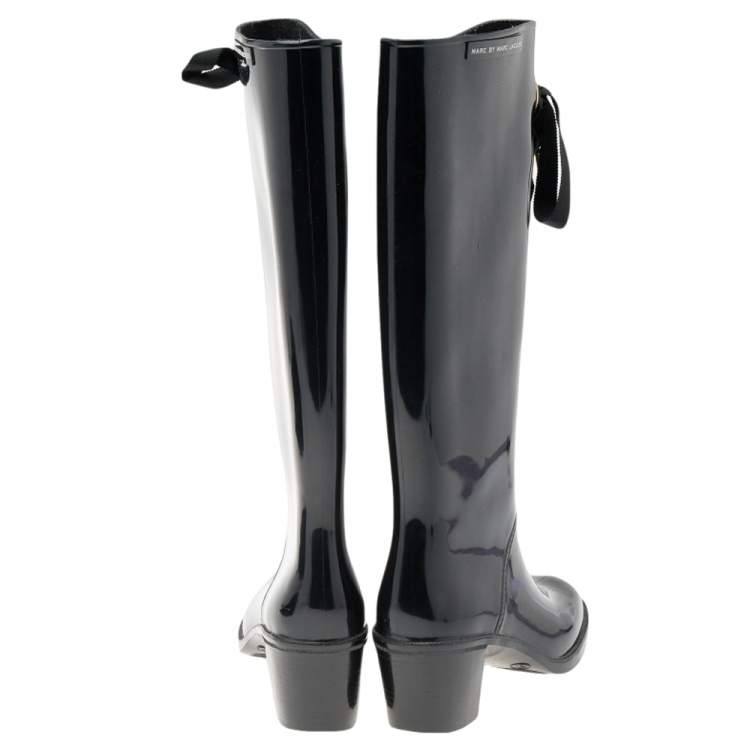 Pre Owned Marc by Marc Jacobs Black Rubber Rain Boots Size 37