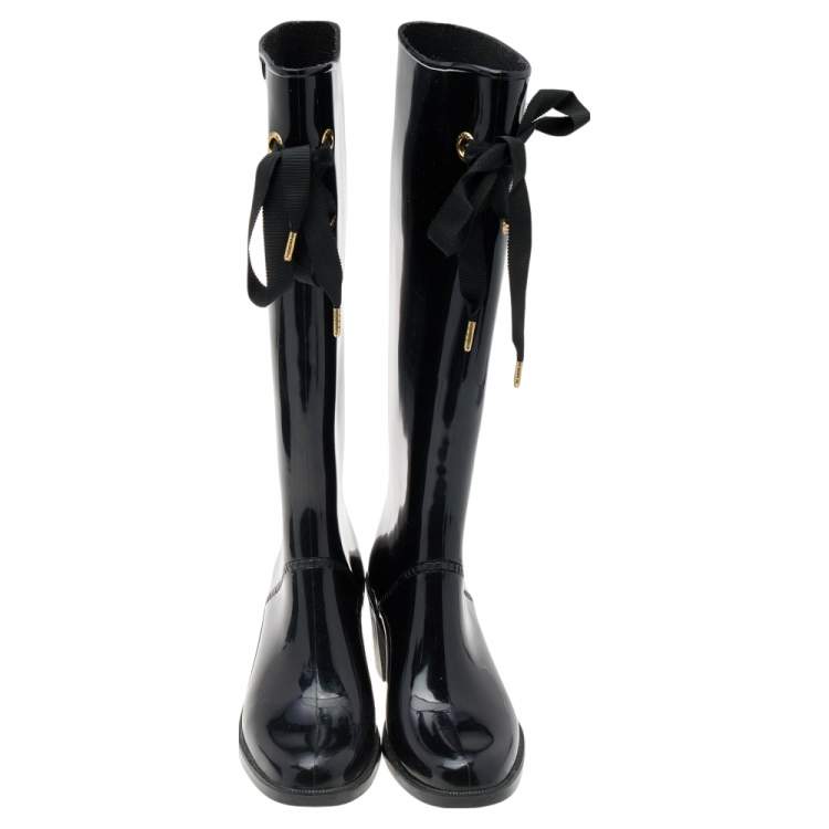 Pre Owned Marc by Marc Jacobs Black Rubber Rain Boots Size 37