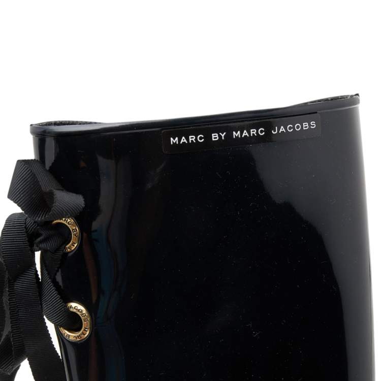 Pre Owned Marc by Marc Jacobs Black Rubber Rain Boots Size 37