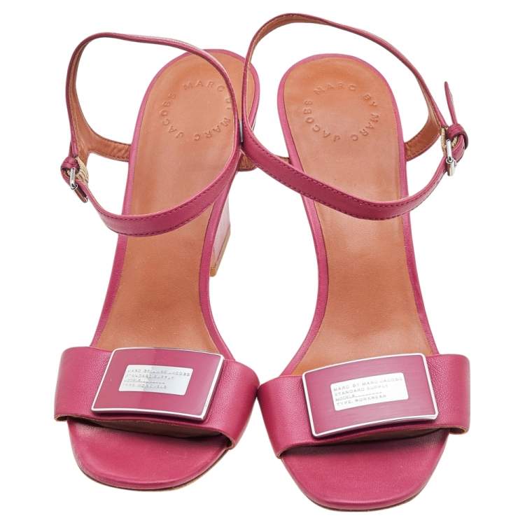 Pre Owned Marc by Marc Jacobs Pink Leather Ankle Strap Sandals Size 40