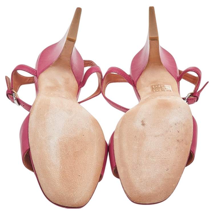 Pre Owned Marc by Marc Jacobs Pink Leather Ankle Strap Sandals Size 40