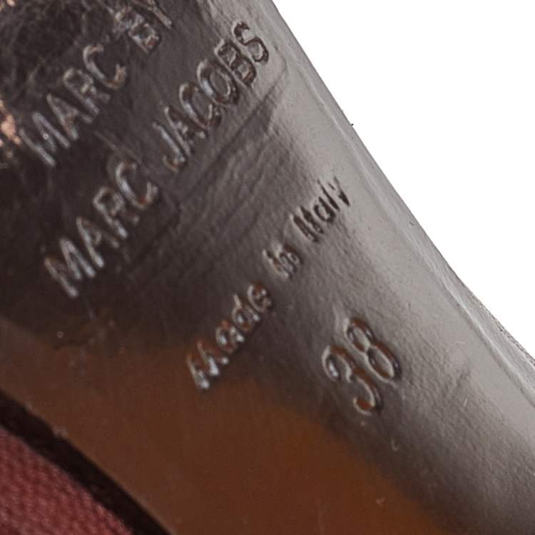 Pre Owned Marc by Marc Jacobs Burgundy Leather Ankle Length Boots Size 38