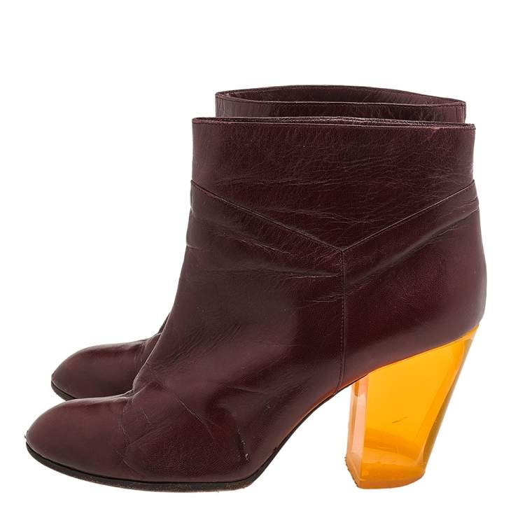 Pre Owned Marc by Marc Jacobs Burgundy Leather Ankle Length Boots Size 38