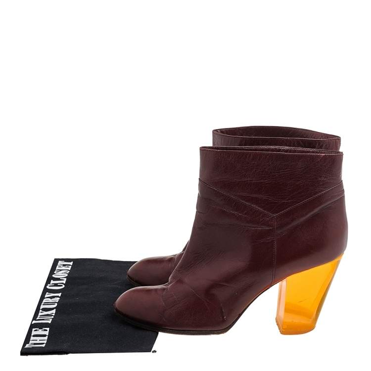 Pre Owned Marc by Marc Jacobs Burgundy Leather Ankle Length Boots Size 38