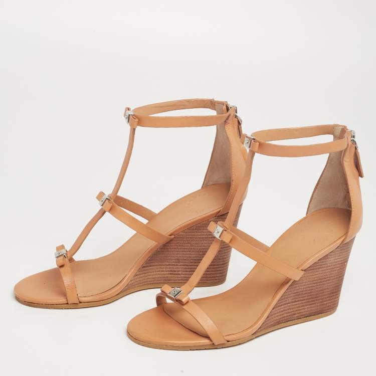 Pre Owned Marc by Marc Jacobs Brown Leather Wedge Sandals Size 39