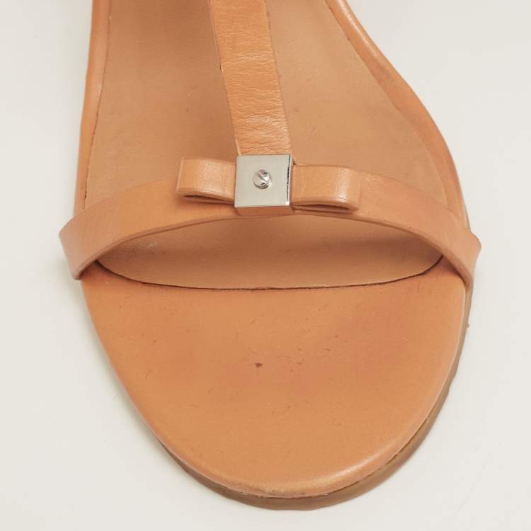Pre Owned Marc by Marc Jacobs Brown Leather Wedge Sandals Size 39