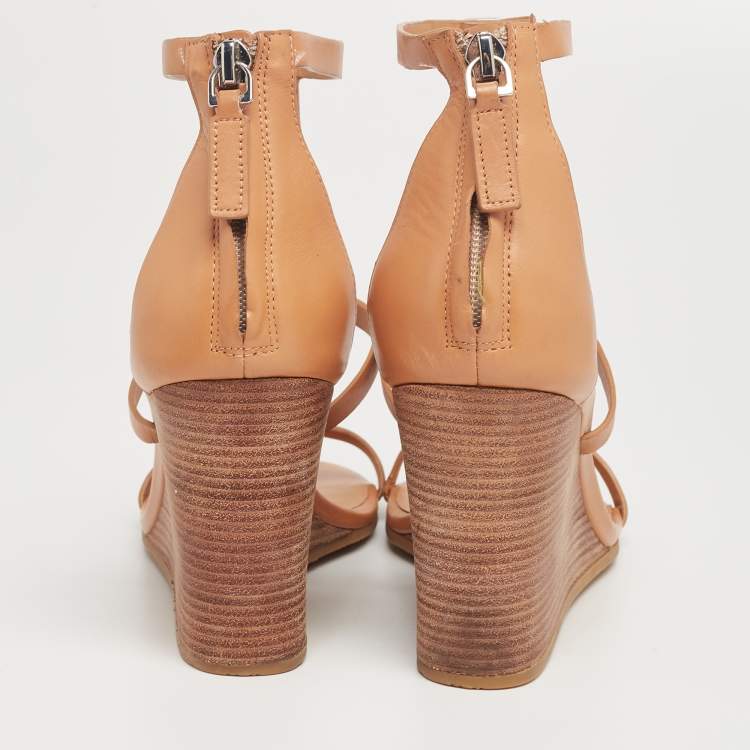 Pre Owned Marc by Marc Jacobs Brown Leather Wedge Sandals Size 39
