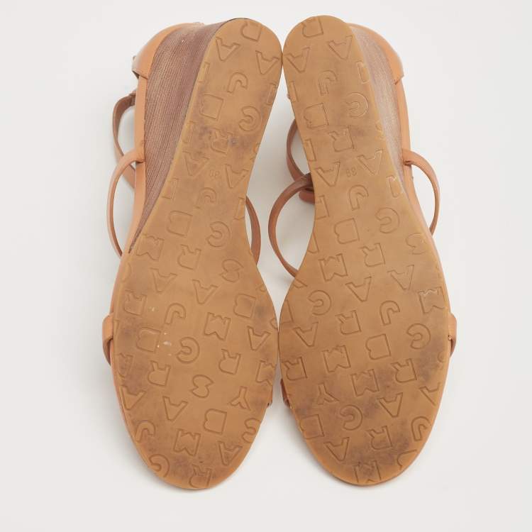 Pre Owned Marc by Marc Jacobs Brown Leather Wedge Sandals Size 39