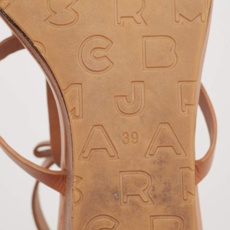 Pre Owned Marc by Marc Jacobs Brown Leather Wedge Sandals Size 39