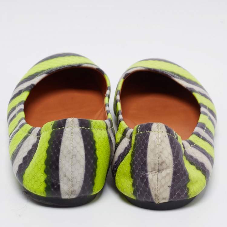 Pre Owned Marc by Marc Jacobs Multicolor Watersnake Embossed Leather Ballet Flats Size 38