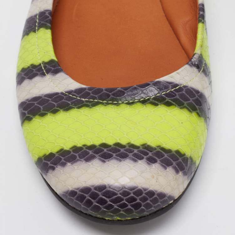 Pre Owned Marc by Marc Jacobs Multicolor Watersnake Embossed Leather Ballet Flats Size 38