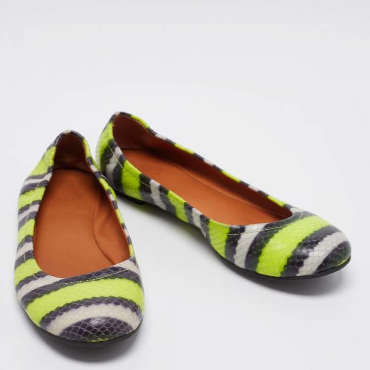 Pre Owned Marc by Marc Jacobs Multicolor Watersnake Embossed Leather Ballet Flats Size 38