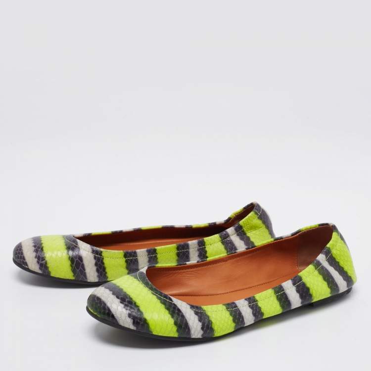 Pre Owned Marc by Marc Jacobs Multicolor Watersnake Embossed Leather Ballet Flats Size 38