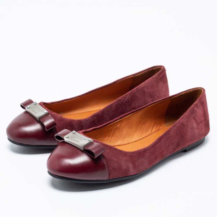 Leather and suede ballet flats