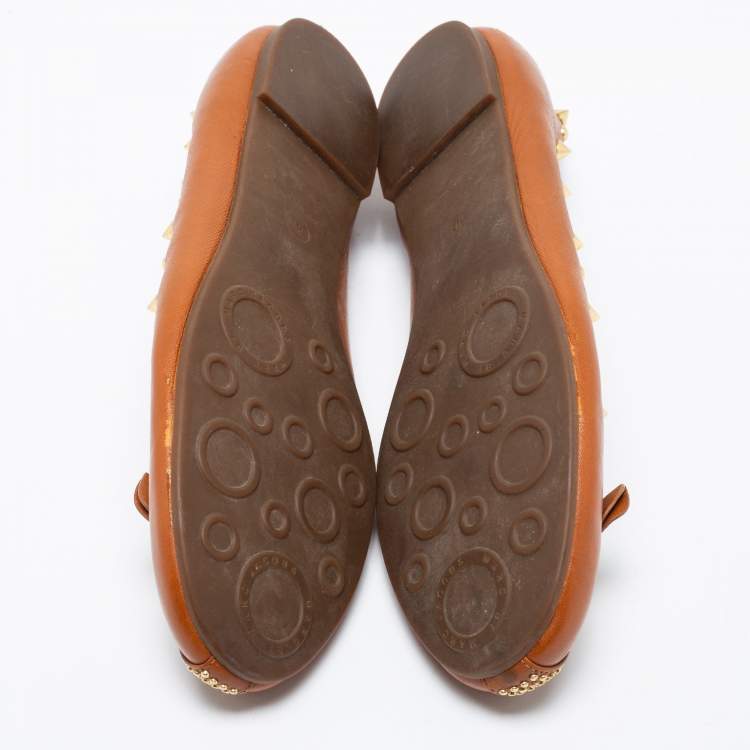 Pre Owned Marc by Marc Jacobs Brown Leather Spike Mouse Ballet Flats Size 41