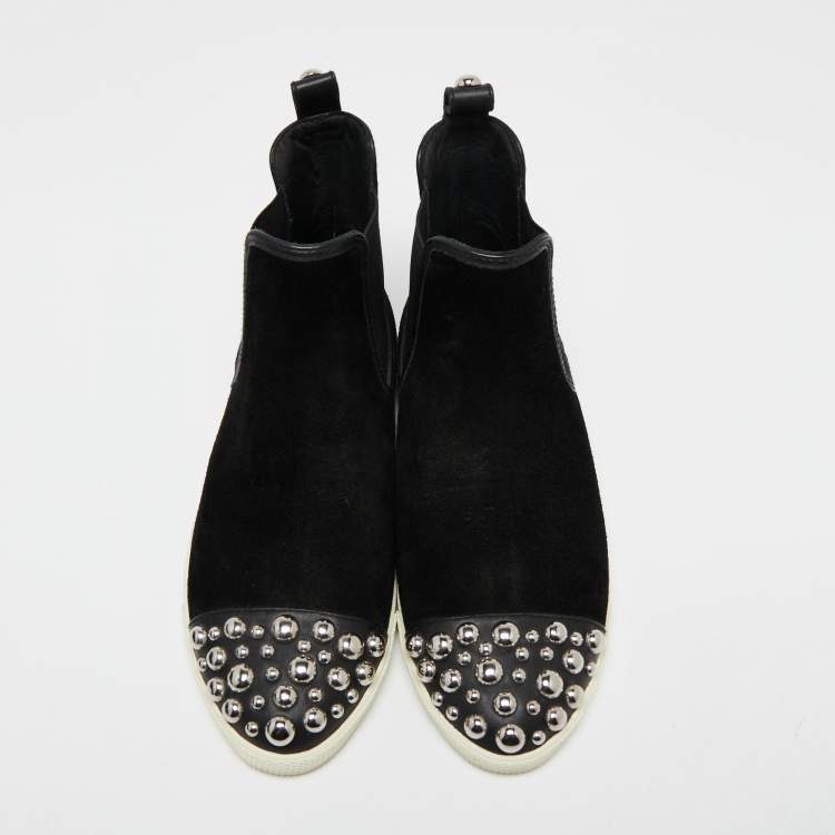 Pre Owned Marc by Marc Jacobs Black Suede Graham Studded High Top Sneakers Size 38