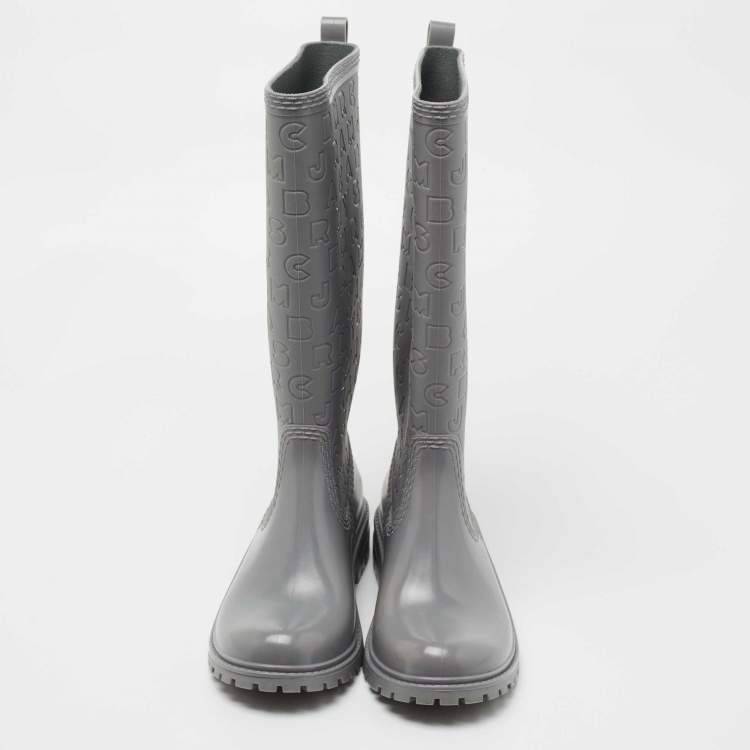 Pre Owned Marc by Marc Jacobs Grey Rubber Alphabet Rain Boots Size 39