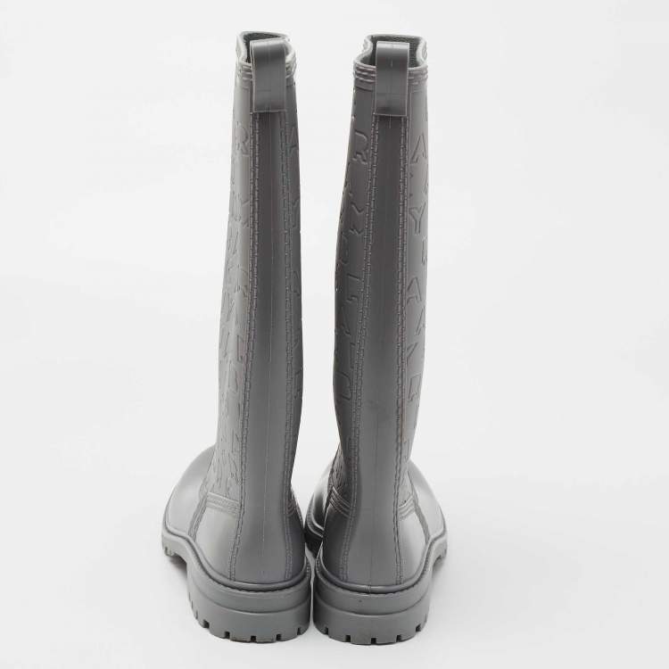 Pre Owned Marc by Marc Jacobs Grey Rubber Alphabet Rain Boots Size 39