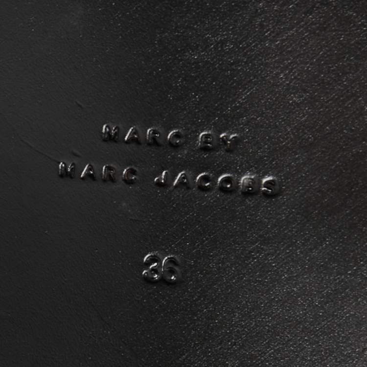 Pre Owned Marc by Marc Jacobs Black Leather Lace Up Ankle Length Boots Size 36