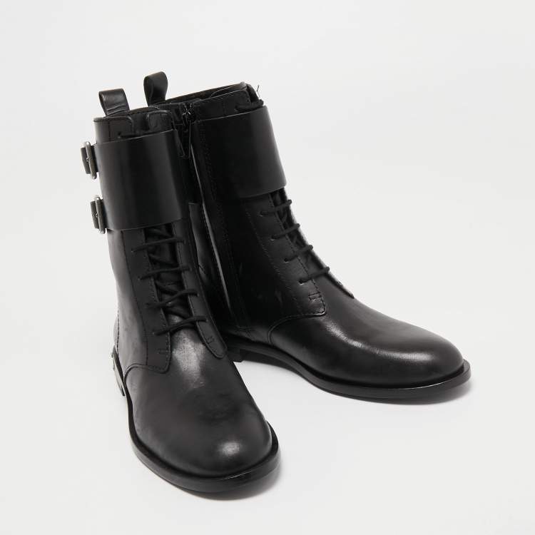 Pre Owned Marc by Marc Jacobs Black Leather Lace Up Ankle Length Boots Size 36