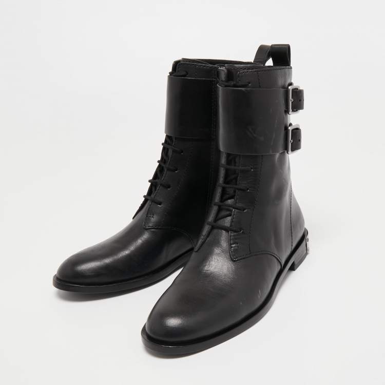 Pre Owned Marc by Marc Jacobs Black Leather Lace Up Ankle Length Boots Size 36