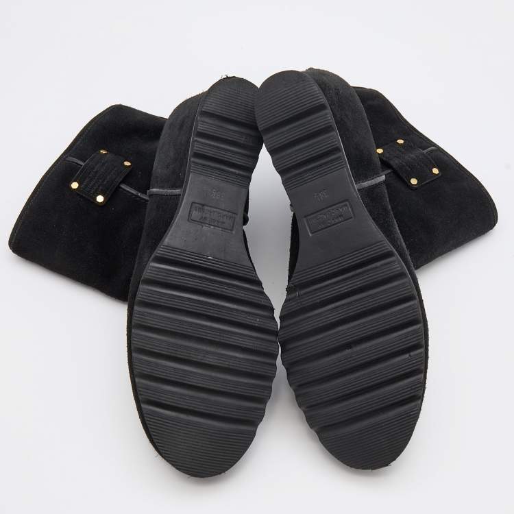 Pre Owned Marc By Marc Jacobs Black Suede Wedge Ankle Length Boots Size 38.5