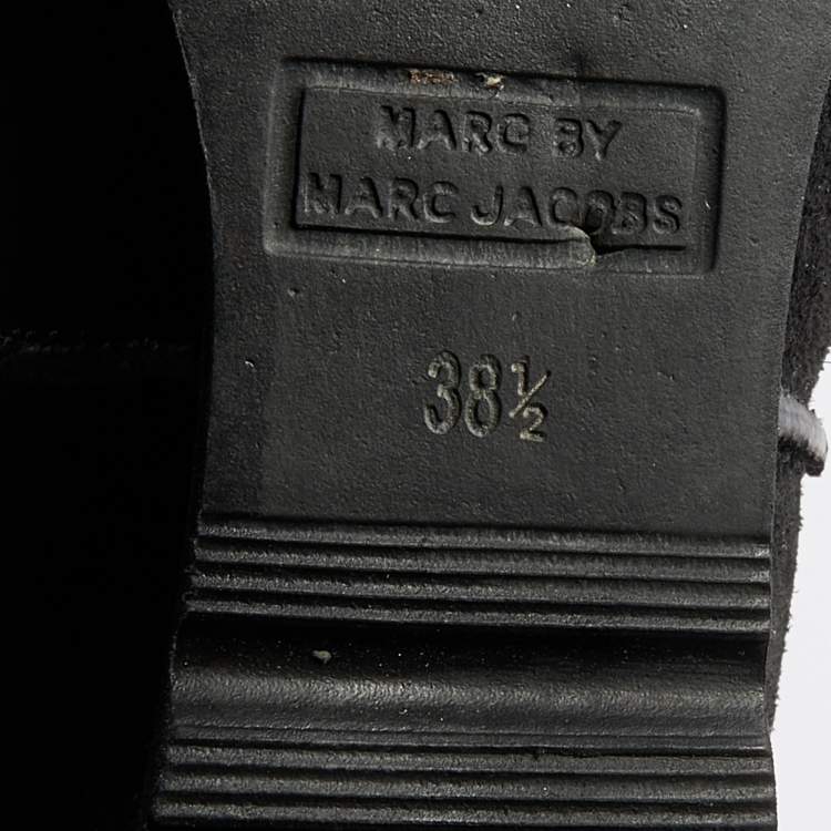 Pre Owned Marc By Marc Jacobs Black Suede Wedge Ankle Length Boots Size 38.5