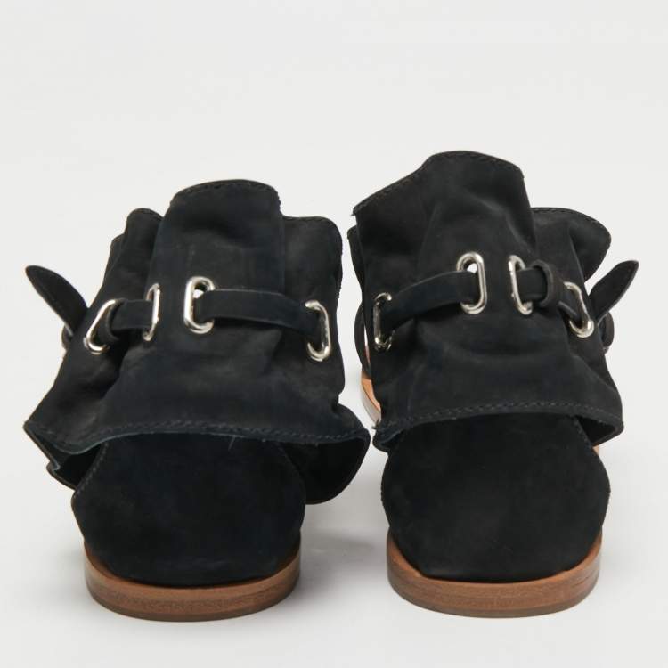 Pre Owned Marc by Marc Jacobs Black Suede Ankle Cuff Flat Sandals Size 39