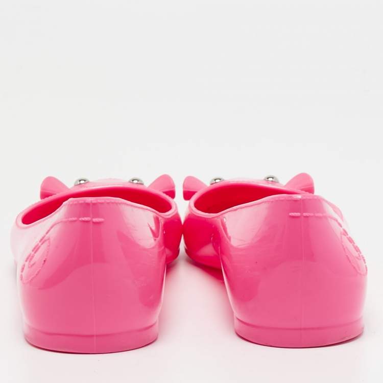 Pre Owned Marc by Marc Jacobs Neon Pink Rubber Mouse Ballet Flats Size 40