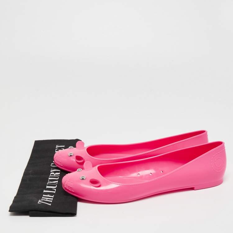 Pre Owned Marc by Marc Jacobs Neon Pink Rubber Mouse Ballet Flats Size 40