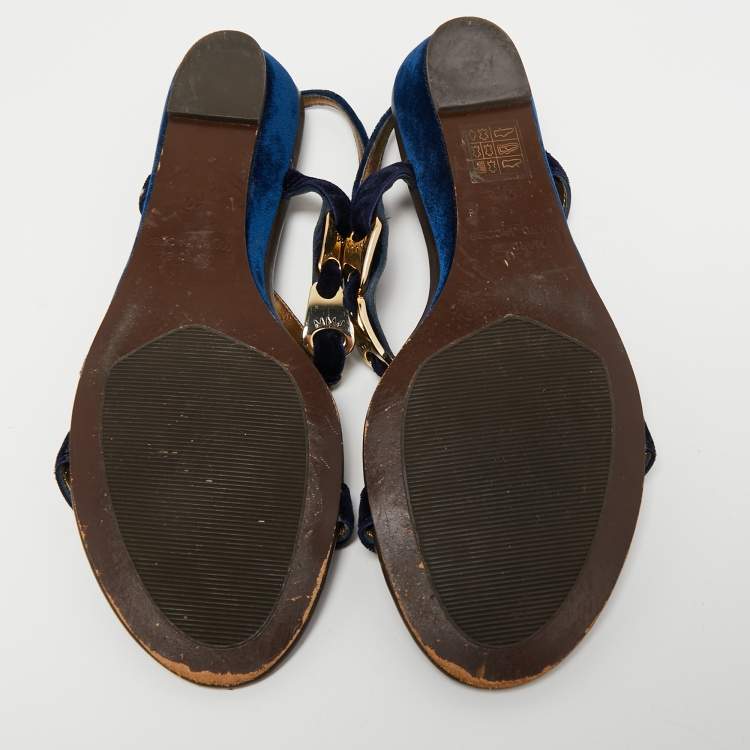 Pre Owned Marc by Marc Jacobs Blue Satin Ankle Strap Sandals Size 40
