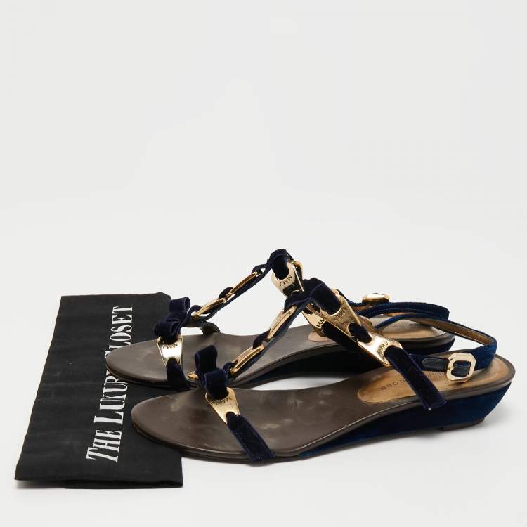 Pre Owned Marc by Marc Jacobs Blue Satin Ankle Strap Sandals Size 40