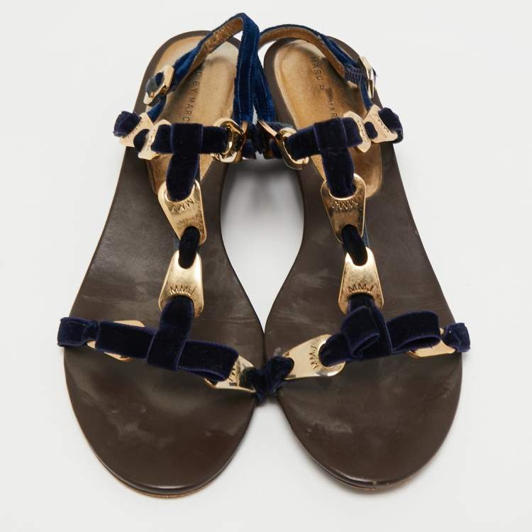 Pre Owned Marc by Marc Jacobs Blue Satin Ankle Strap Sandals Size 40