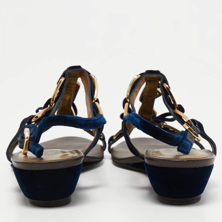 Pre Owned Marc by Marc Jacobs Blue Satin Ankle Strap Sandals Size 40