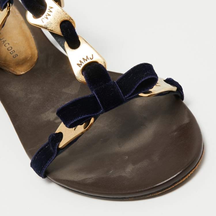 Pre Owned Marc by Marc Jacobs Blue Satin Ankle Strap Sandals Size 40