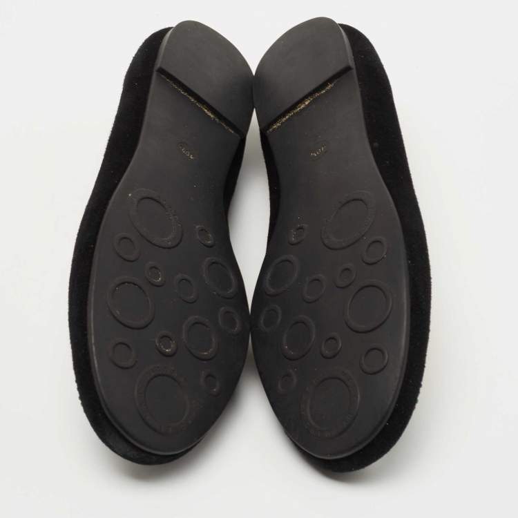 Pre Owned Marc by Marc Jacobs Black Suede Crystal Embellished Mouse Ballet Flats Size 40.5