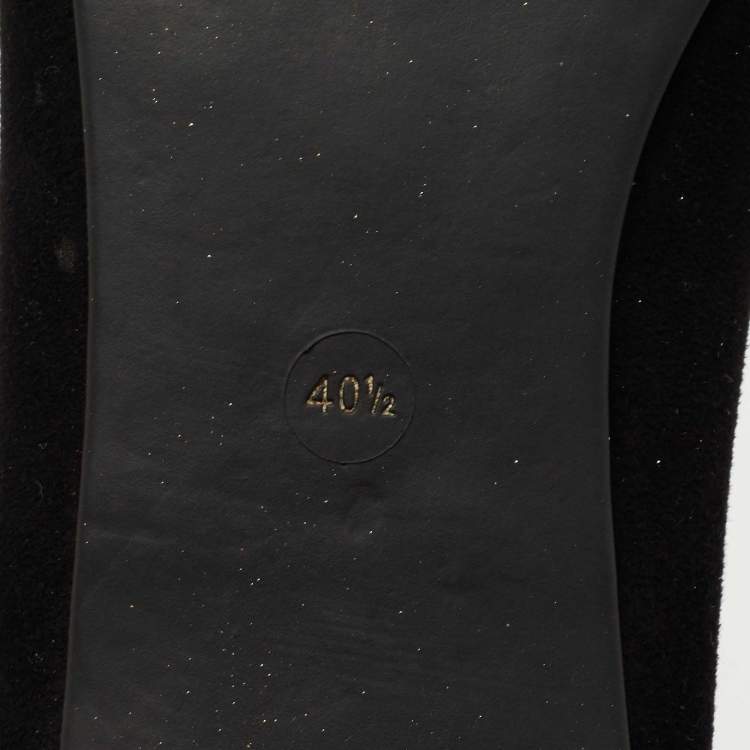 Pre Owned Marc by Marc Jacobs Black Suede Crystal Embellished Mouse Ballet Flats Size 40.5
