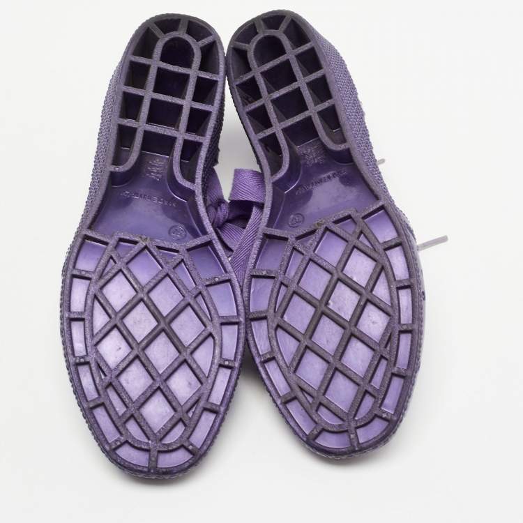 Pre Owned Marc by Marc Jacobs Purple Laser Cut Rubber Ankle Tie Flats Size 37