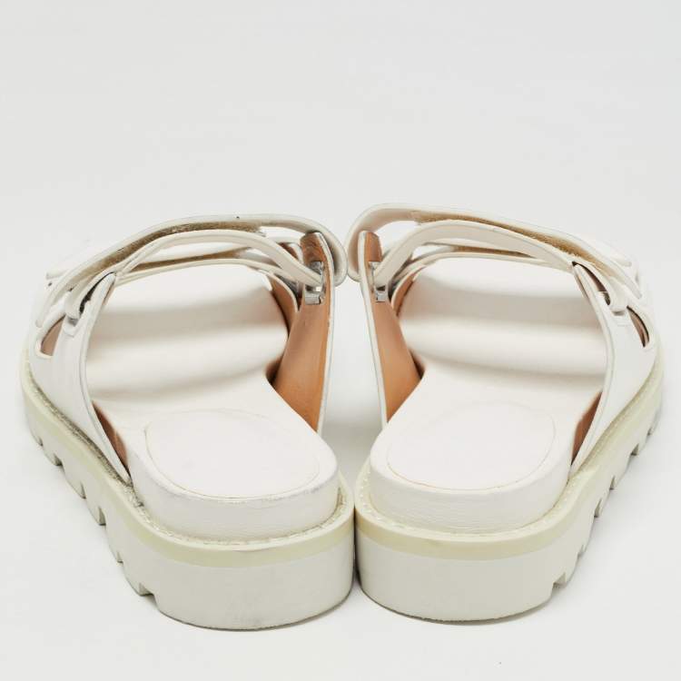 Pre Owned Marc By Marc Jacobs White Leather Slides Size 37