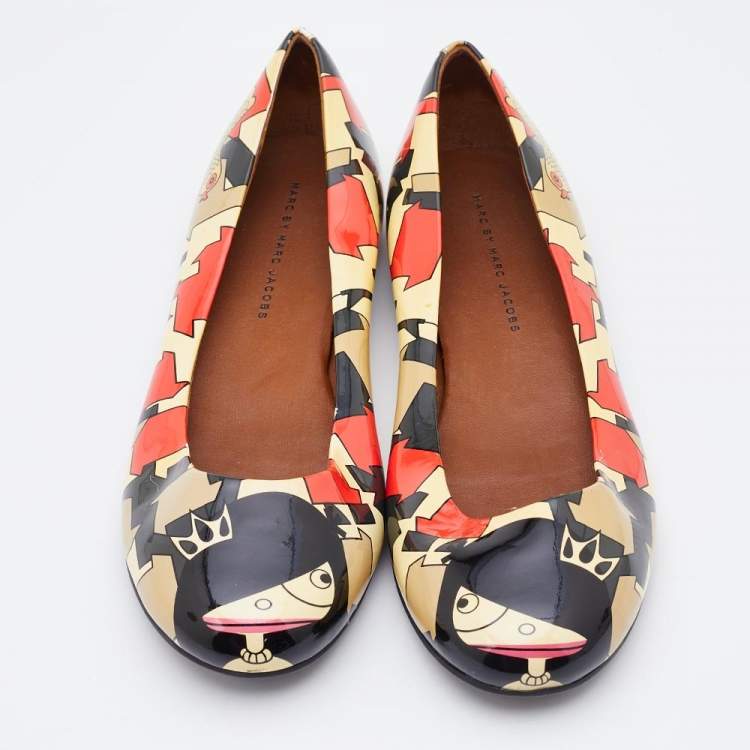Pre Owned Marc by Marc Jacobs Multicolour Printed Patent Leather Ballet Flats Size 40