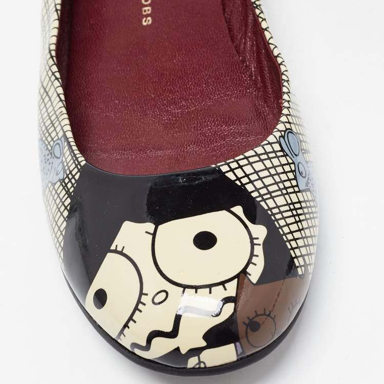 Pre Owned Marc by Marc Jacobs Multicolour Printed Patent Leather Ballet Flats Size 36