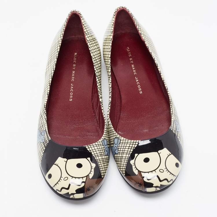 Pre Owned Marc by Marc Jacobs Multicolour Printed Patent Leather Ballet Flats Size 36