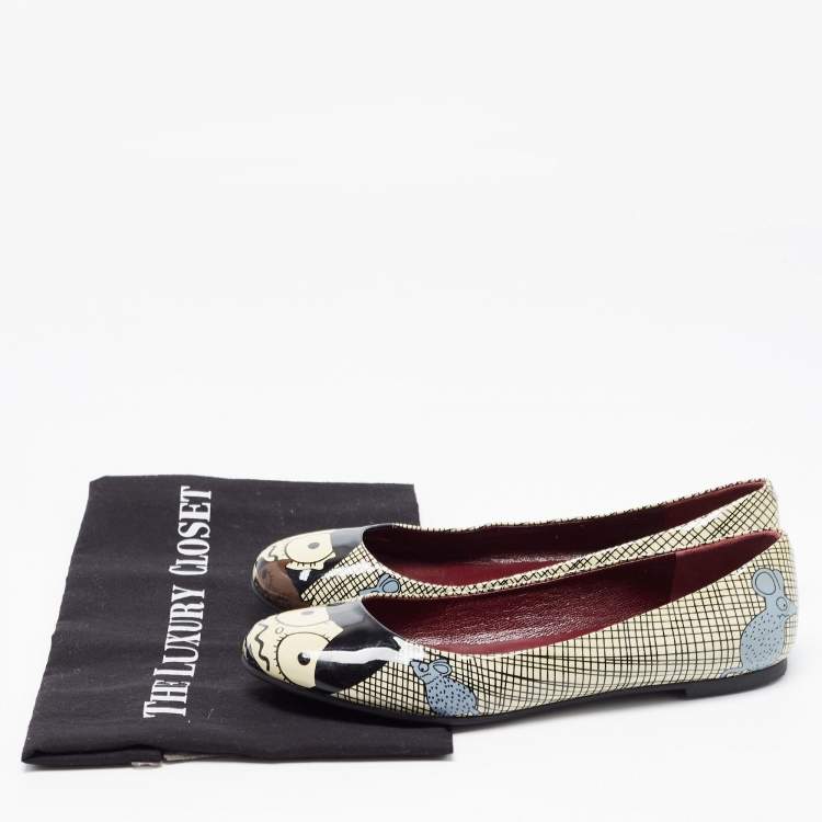 Pre Owned Marc by Marc Jacobs Multicolour Printed Patent Leather Ballet Flats Size 36