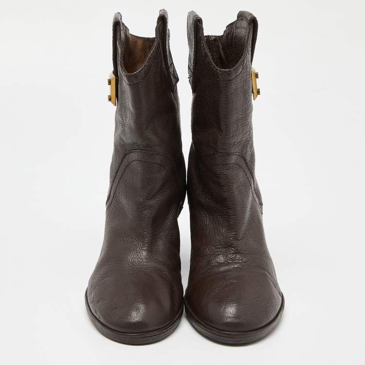Pre Owned Marc by Marc Jacobs Brown Leather Ankle Boots Size 38
