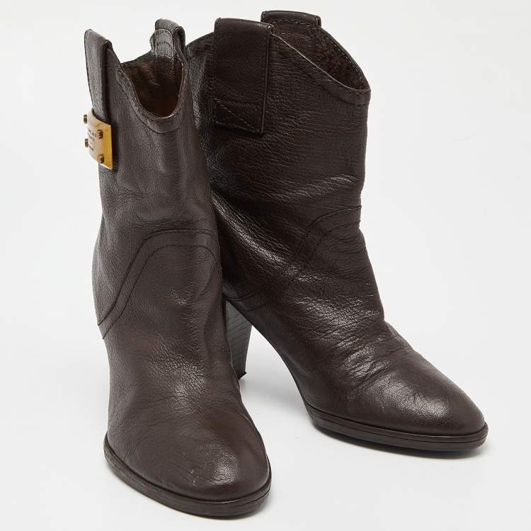 Pre Owned Marc by Marc Jacobs Brown Leather Ankle Boots Size 38