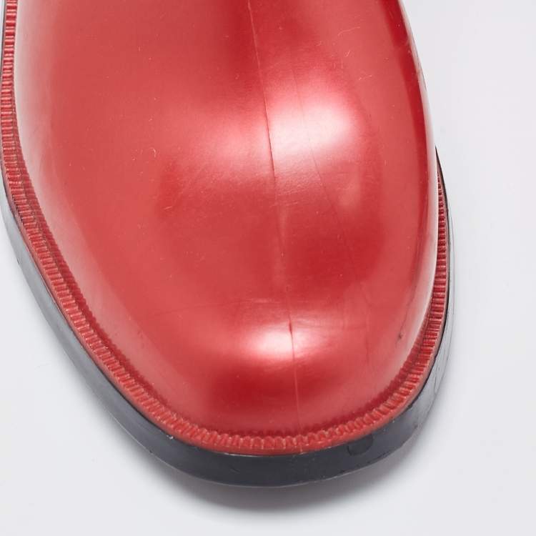 Pre Owned Marc by Marc Jacobs Red Rubber Block Heel Knee Length Boots Size 37